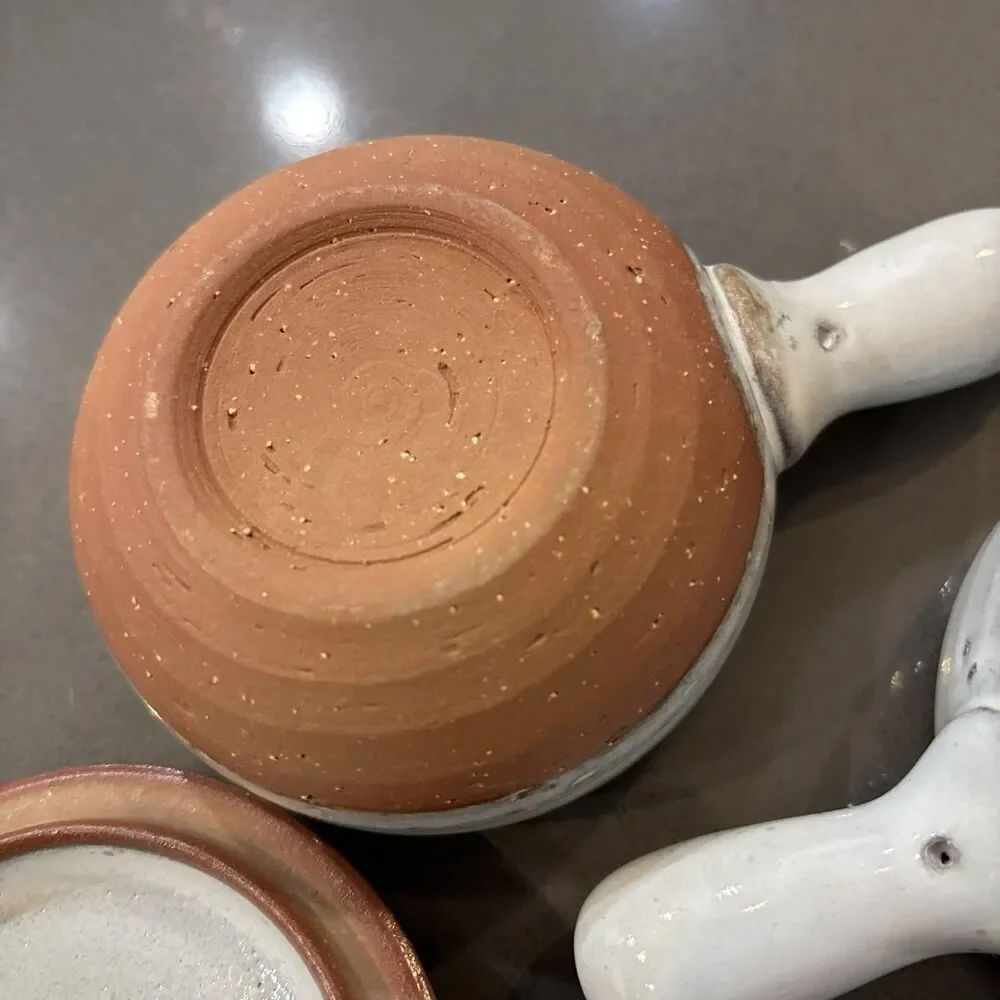 Set 2 Clay Pottery Covered Bean Pot Soup Bowl Crock Glazed Set 2 W Lids